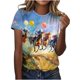 thumbnail image 1 of Tops de Cuello Redondo para las Mujeres, Nuevo Suéter de Manga Corta, Caballo Casual Impreso Top Camiseta, 1 of 5