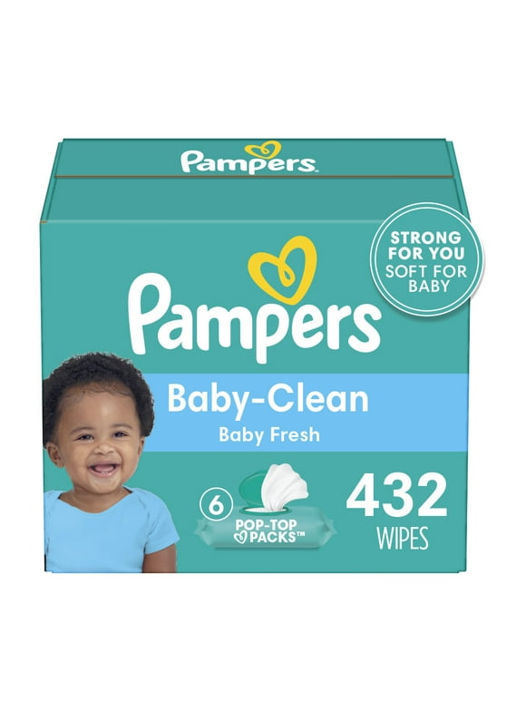 Pampers Baby Clean Wipes Baby Fresh Scented 6X Pop-Top Packs 432 Count