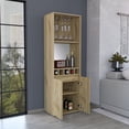 thumbnail image 3 of Newboti Bar Double Door Cabinet, Five Built-in Wine Rack, Two Shelves, Two Interior Shelves, Light Oak 711236635837116, 3 of 8