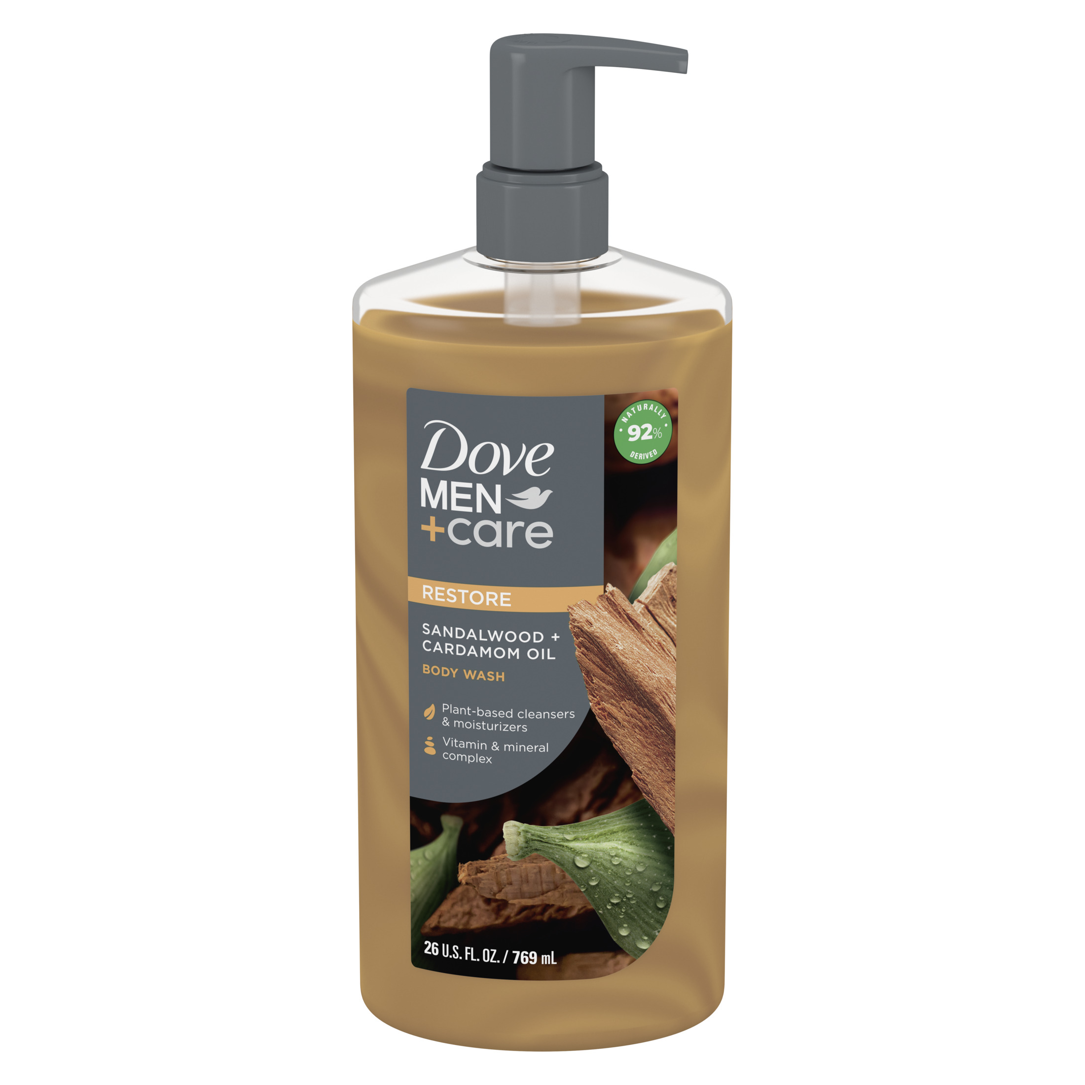 Dove Men+Care Plant-Based Body Wash Sandalwood + Cardamom Oil, 26 oz - image 4 of 7