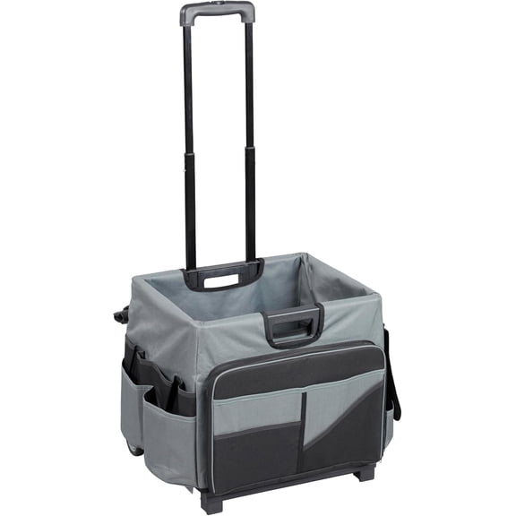 Universal Rolling Cart with Canvas Organizer Bag, Mobile Storage, Black/Grey