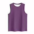 thumbnail image 4 of Mrat Summer Tank Tops 2024 Women's Summer Casual Fashion Solid Color Loose Round Neck Sleeveless Tank Tops with Built In Bra S-256 Purple M, 4 of 4