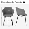 thumbnail image 3 of Costway Juego de 2 Sillas de Comedor Tapizadas con Respaldo Ergonómico Reposabrazos Anchos 60 x 53 x 82,5 cm, 3 of 9