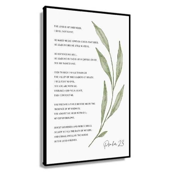 Psalm 23 The Lord Is My Shepherd Bible Verse Wall Art Botanical Scripture Print Christian Art Print Baptism Gift Poster Nature Paintings on Canvas