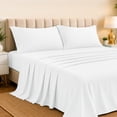 thumbnail image 3 of Lux Decor Rayon from Bamboo Blend Sheets Set - 4 Piece Deep Pocket Bed Sheets Set - California King, White, 3 of 9