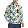 thumbnail image 2 of Wukai Vintage Blue Flowers Print Men Hoodies Fleece Sweatshirts Long Sleeve Sweaters Pullover Fall Outfits Winter Clothes-Small, 2 of 7