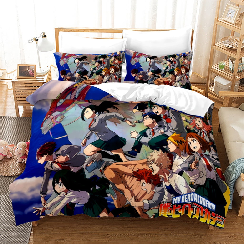 3PCS My Hero Academia Bedding Bed Set Twin Full Queen King Size Deku Todoroki Bakugou Action