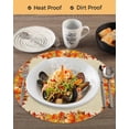 thumbnail image 3 of 15 Inch Round Placemats Set of 4, Thanksgiving Pumpkin Non Slip Heat Insulation PP Table Mats, Fall Maple Leaves Autumn Beige Washable Place Mats for Kitchen Dining Party Table Decor, 3 of 7