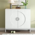 thumbnail image 3 of Sumdeal Kitchen Sideboard Buffet Storage Cabinet, Simple Storage Cabinet Accent Cabinet with Solid Wood Veneer and Metal Leg Frame for Living Room, Entryway, Dining Room (White), 3 of 7