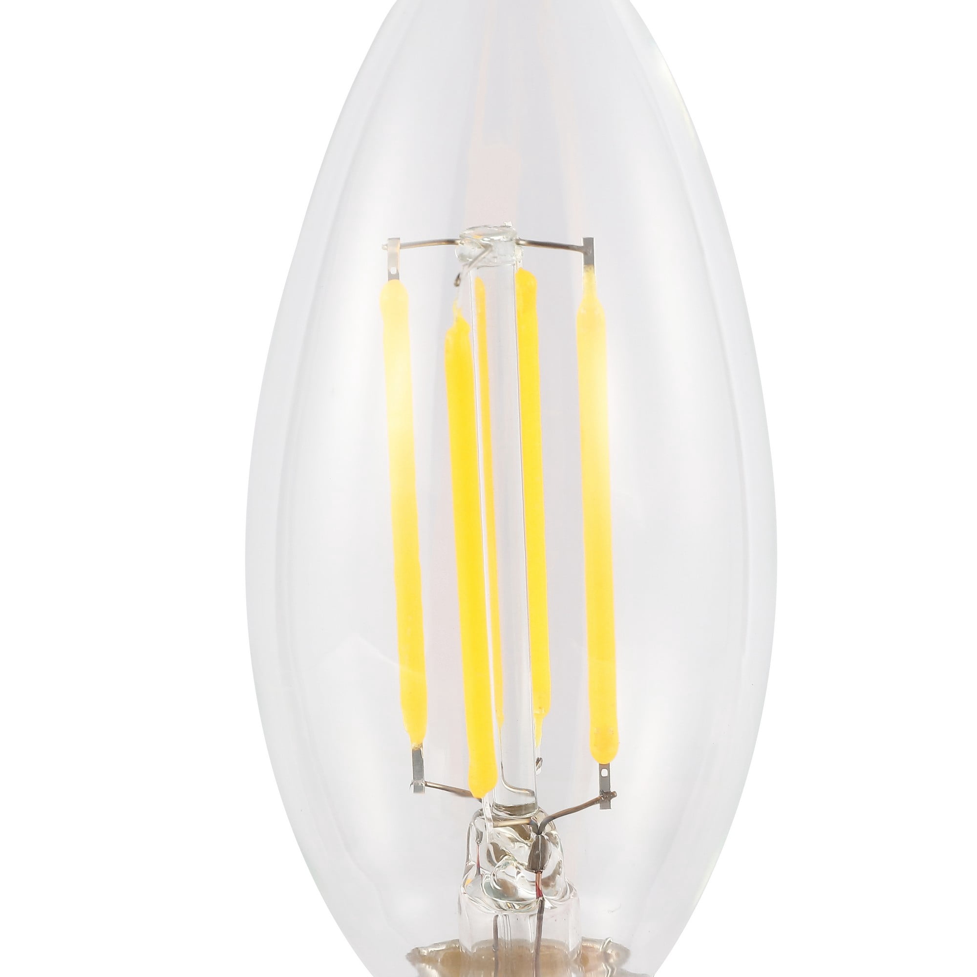 Vintage Non-Dimmable C35-4W LED Edison Bulbs with E12 Base, 80+ CRI, Warm White 2700K, 420 Lumens, Clear (Pack of 6)