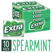 EXTRA Spearmint Sugarfree Chewing Gum, 15 Count (Pack of 10) Pieces