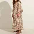 thumbnail image 3 of Robe Évasée à Manches 3/4 Col en V pour Femmes avec Imprimé Floral, 3 of 5