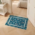 thumbnail image 2 of ODIKA 2'x3' Ultra-Soft Accent Mat, Wave Beachy Border Entry Themed Teal Bathroom Nautical Turtle Ocean Playful None Washable, Bare feet friendly, Easy Care Indoor rug for Bedside, Footrest, 2 of 7