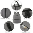 thumbnail image 5 of Classic Solid Color 17 Inch Backpack with Front Zipper Accessory Pocket, Dual Zipper Closure & Padded Shoulder Straps for Work, Office, Gym, Sports, Travel, Commute & Recreation in Gray, 5 of 7