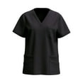 thumbnail image 2 of Kctiaxy Black Nurse Scrubs for Women Short Sleeve V Neck T Shirts Solid Color Fashion Causal Stretch Nursing Scrub Tops with Pockets, 2 of 3