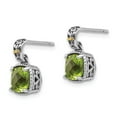 thumbnail image 2 of 14K Two-Tone Gold Earring Drop & Dangle Yellow (08) August Women'S Peridot Cushion Green 14 mm 12, 2 of 3