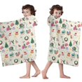 thumbnail image 4 of Beige Christmas Santa Pattern Hooded Bath Towel，50"x30" for Ages 3 To 12 Kids, Quick Dry Lightweight Soft Microfiber Hood Beach Towel Cover Up for Kids, 4 of 7