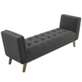 thumbnail image 2 of Haven Tufted Button Upholstered Fabric Accent Bench - Gray, 2 of 7