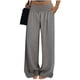 thumbnail image 2 of TaTaai Women's Fashion Loose Straight Long Pants Solid Color High Waist Patchwork Linen-Like Fabric Soft Casual Trousers for Daily and Home Occasions Gift, 2 of 6