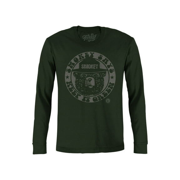 Tee Luv Men's Smokey Bear Keep It Green Long Sleeve Shirt (L)