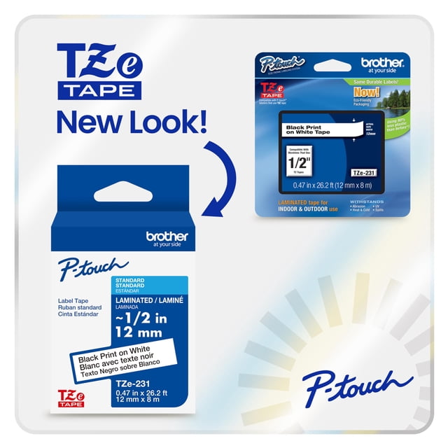 Cinta adhesiva Brother Genuine P-Touch TZes231 de 12 mm x 8 m