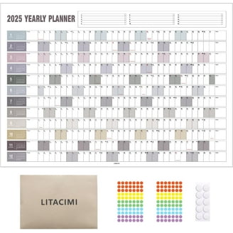 AT-A-GLANCE 2025 Erasable Calendar, Dry Erase Wall Planner, 36" X 24", Large, Vertical/Horizontal, Reversible, Includes Marker (PM262825