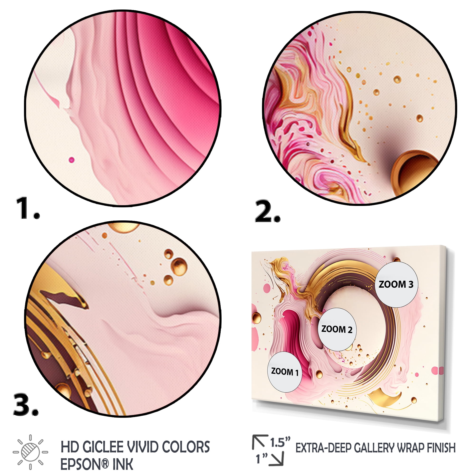 Designart Pink Watercolor Circular Abstract III Canvas Wall Art