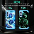 thumbnail image 2 of Casetego for Samsung Galaxy S21 FE 5G Case,Glow in The Dark Three Layer Heavy Duty Shockproof Full Body Protection Hard Plastic Bumper+Soft Silicone Protective Case,Blue Rose, 2 of 7