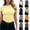 Yellow, variant on WAGUTH Short Sleeve Tops for Women Crew Neck Basic Solid Color Slim Fit T-Shirts Casual Summer Tees with Built-in Bra,Yellow,L
