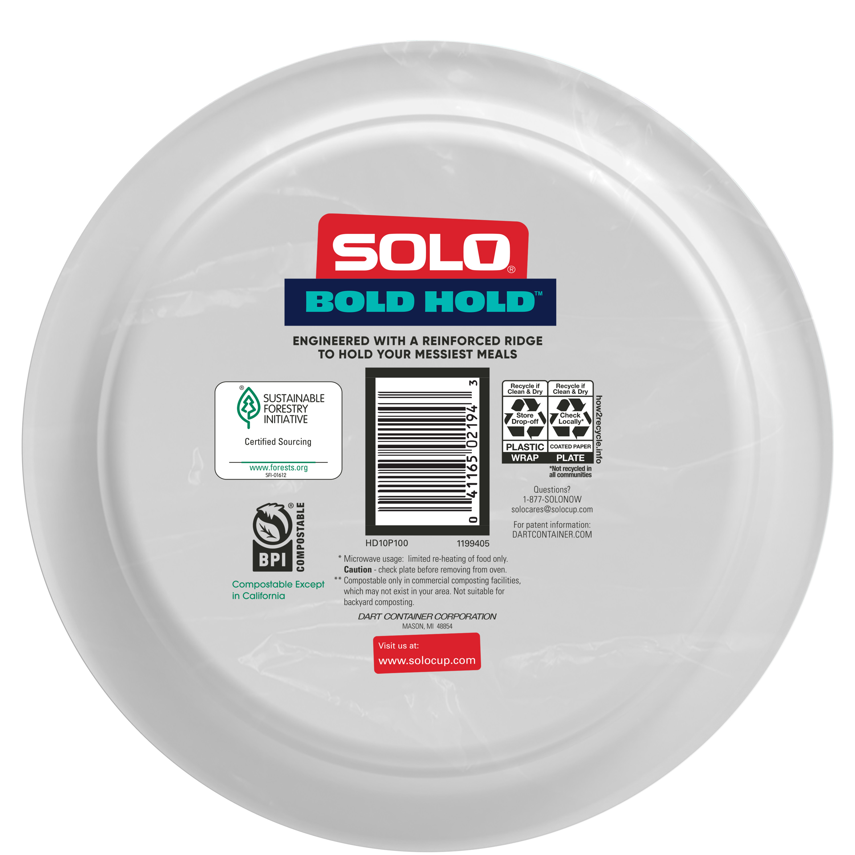 Solo Bold Hold 10" Heavy-Weight Paper Plates, 100 Count photo 4