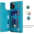 thumbnail image 4 of for iPhone 12 Pro/iPhone 12 Wallet Case with RFID Blocking Card Holder,Premium PU Leather Magnetic Buttons Stand Flip Wrist Strap Shockproof Case for iPhone 12 Pro 6.1 Inch,Heart Blue, 4 of 16