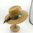 thumbnail image 1 of Sombrero Fedora cosido a mano para hombres y mujeres, gorra de Jazz, cinta de Color, accesorios de Metal, sombrero de fieltro de moda, azul, púrpura, sombrero de iglesia de Panamá, 1 of 4