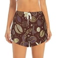 thumbnail image 2 of Xecao's Coffee and Flowers for a double-layer running short for women, perfect for gym, tennis, and more, featuring a convenient pocket., 2 of 9