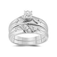 thumbnail image 2 of FB Jewels 10kt White Gold His Hers Round Diamond Cross Matching Wedding Set 1/5 Cttw Size 8.5, 2 of 4