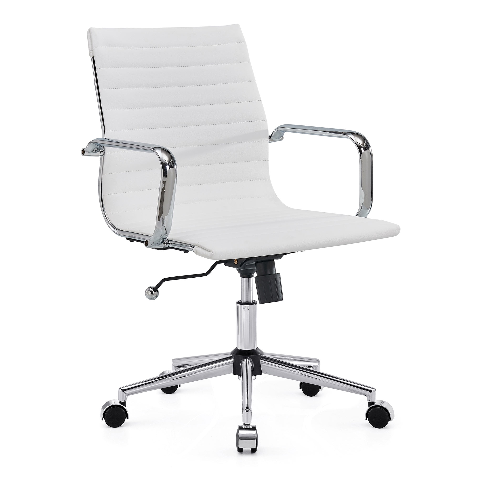 LUXMOD Mid Back Home Office Desk Chair Task Chair with Armrest  Swivel Chair in Durable Vegan Leather Ergonomic Desk Chair for Extra Back & Lumbar Support Conference Room Chair