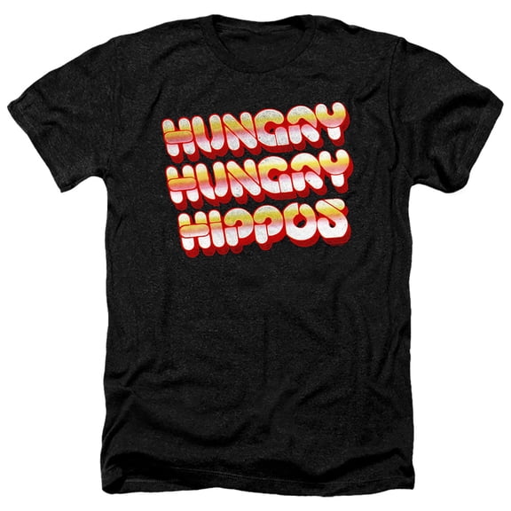 Hungry Hungry Hippos Hungry Vintage Logo Adult Heather T-Shirt Black