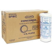 Dart Concorde Foam Plate, 6" dia, White, 1,000/Carton