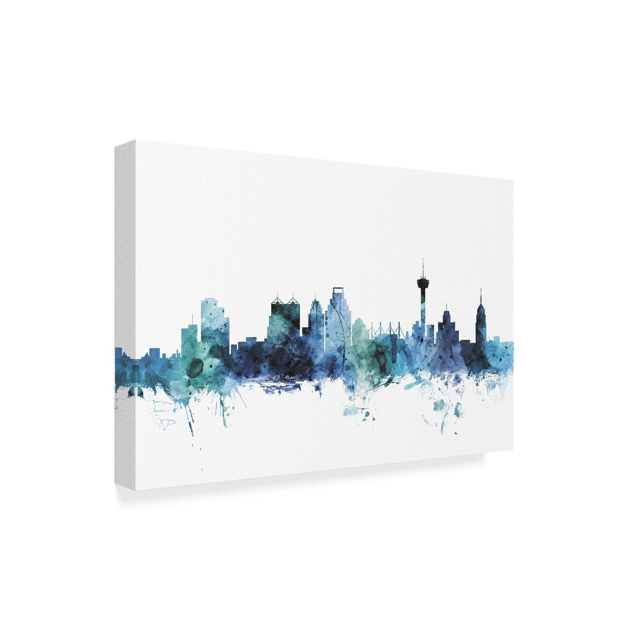 Trademark Fine Art 'San Antonio Texas Blue Teal Skyline' Canvas Art by Michael Tompsett