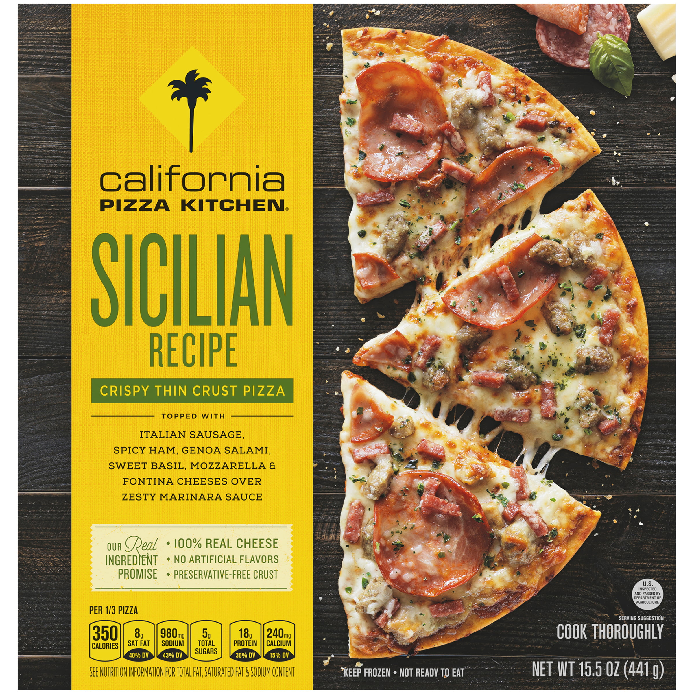 CALIFORNIA PIZZA KITCHEN Sicilian Recipe Crispy Thin Crust Frozen Pizza