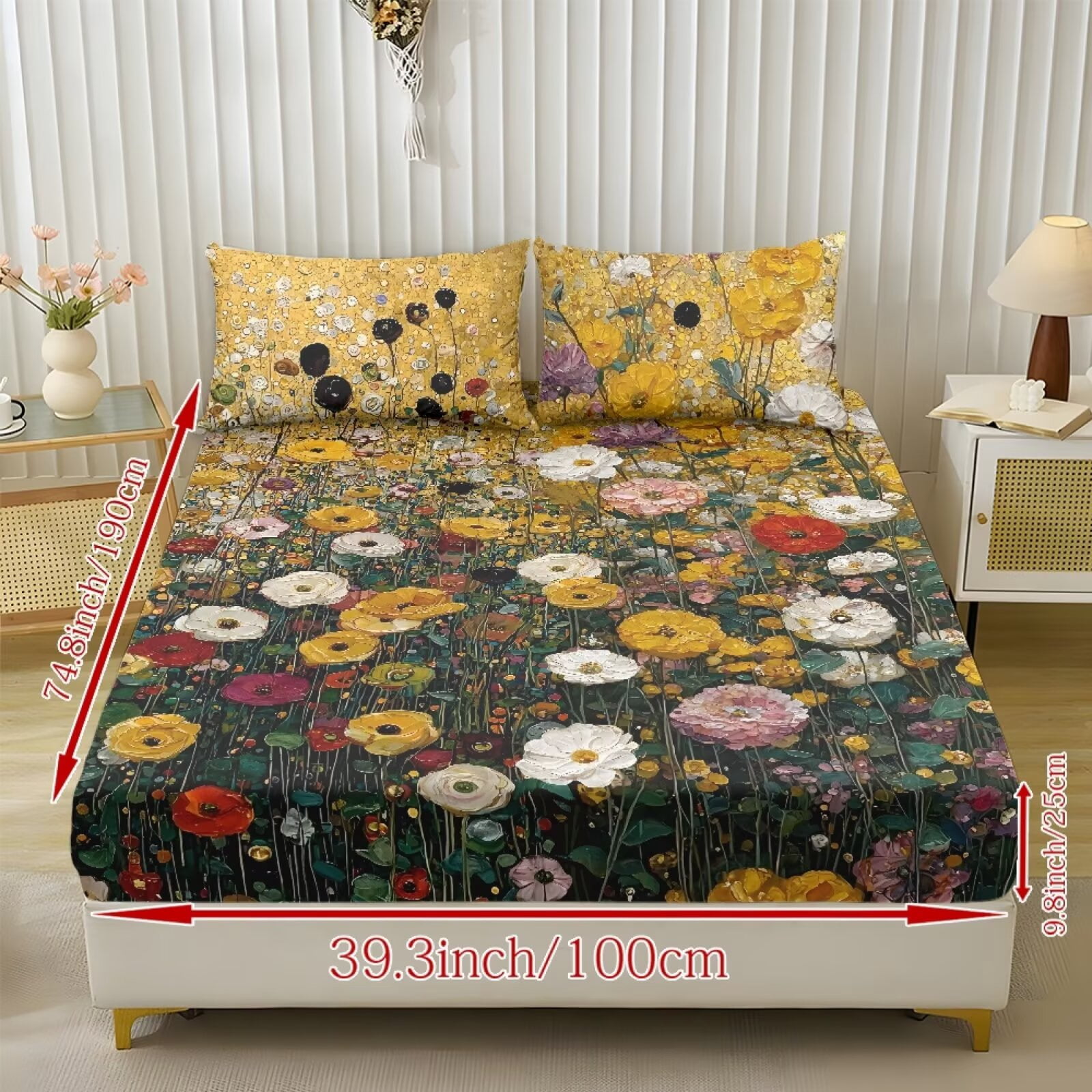 ZIATUBLES Blooming Floral Printed Twin Sheet Set, Soft Cozy Bed Sheet with Pillowcase, Chic Bedding Decor Set, Easy Care for All Seasons, Ideal for Comfy Sleep