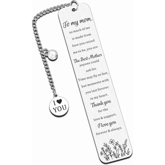 Mothers Day Gifts for Mom, Bookmark Gifts for Mom, Stainless Steel Bookmark with Chain