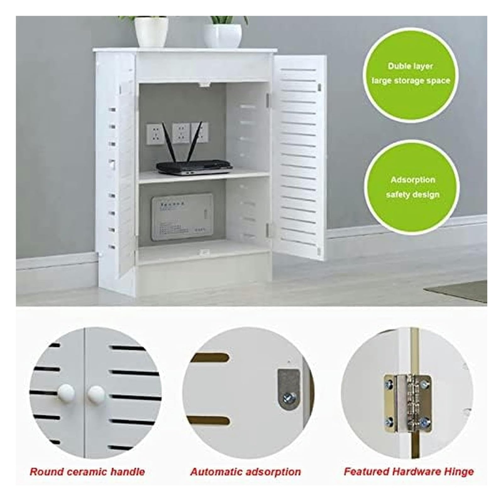 WiFi Router Storage Box, Wall Mounted Floating Shelves TV Set-Top Rack, Multi-Layer Cable Management Storage Rack For Living Rooms, Bedrooms, Offices