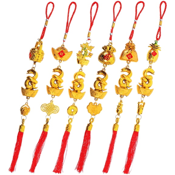 TABLZONE 6-Pack New Year Snake Hanging Ornaments Plastic Pendants for Car, Front Door, Window Decoration