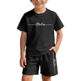 thumbnail image 5 of Girls Casual Alphabet Print Loose Fit Kids Summer Short Sleeve Outfits Girls Clothes Set, 5 of 6