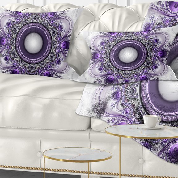 Designart Purple Fractal Pattern with Circles - Abstract Throw Pillow - 12x20
