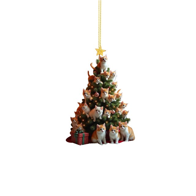 Adorno Navideño 2D Para Colgar. Adorno Acrílico Con Doble Impresión De Árbol De Navidad. Adorno Interesante Para Navidad D