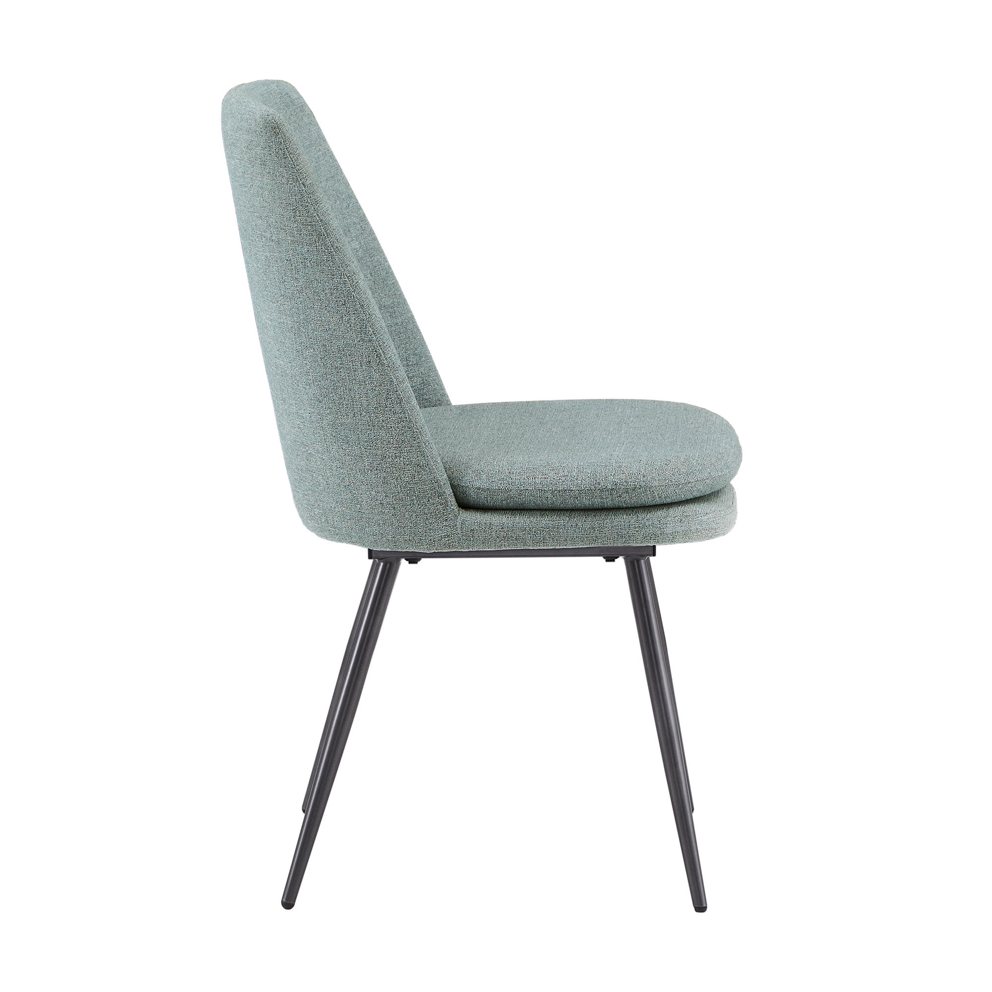 Weston Home Aurthur Upholstered Dining Chairs, Set of 2, Pale Blue Chenille, Black Legs