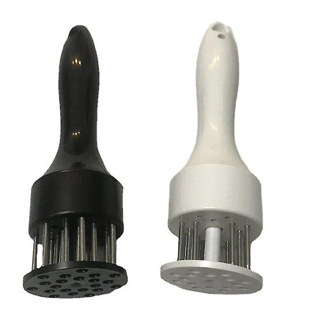 Herramientas esenciales de cocina para el hogar Ablandador de bistec redondo de acero inoxidable Aguja Ablandador de carne de bistec de cerdo Duradero (2 piezas blanco, negro) TUNC Sencillez