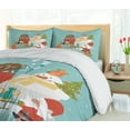 thumbnail image 5 of Ambesonne Christmas Duvet Cover Sets, Snowman Bear Fox Santa, 2-King, Pale Teal and Multicolor, 5 of 7