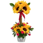 Modern Topiary Fresh Flower Arrangement with Vase Designed for Mother's Day, Sunflowers, Colors Vary